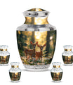 Deer Family Theme Large Urn With 4 Keepsake Urn