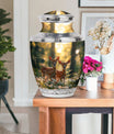 Deer Family Theme Large Urn With 1 Keepsake Urn