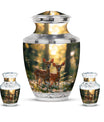 Deer Family Theme Large Urn With 2 Keepsake Urn