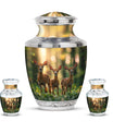 Deer Family Theme Large Urn With 2 Keepsake Urn