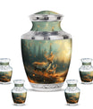 Deer Family Theme Large Urn With 4 Keepsake Urn