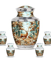 Deer Family Theme Large Urn With 4 Keepsake Urn