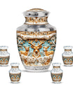 Deer Family Theme Large Urn With 4 Keepsake Urn