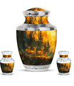 Deer Family Theme Large Urn With 2 Keepsake Urn
