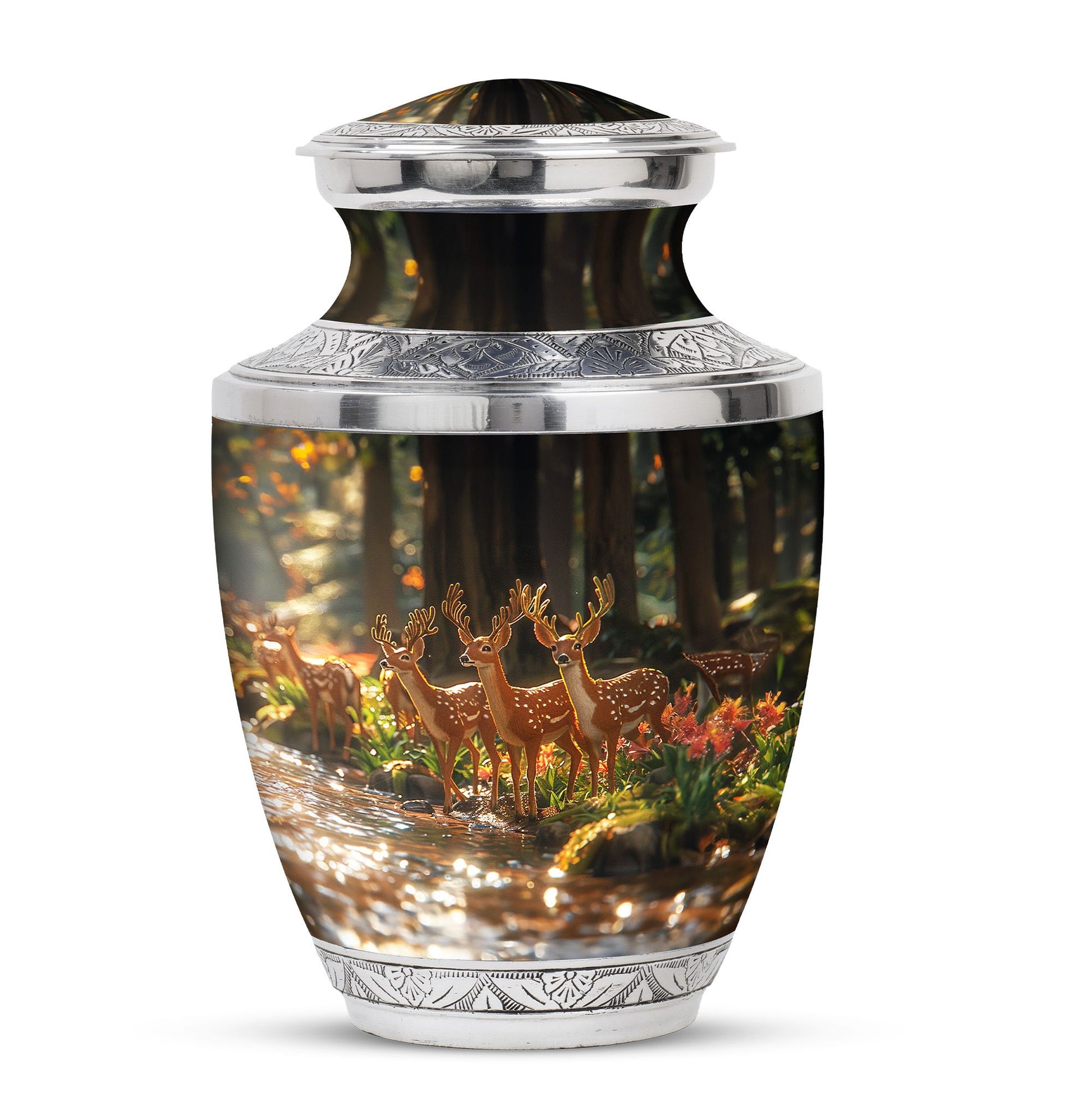Deer Family Theme Large Urn 10 Inch