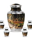 Deer Family Theme Large Urn With 4 Keepsake Urn