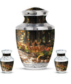 Deer Family Theme Large Urn With 2 Keepsake Urn