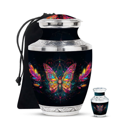 Butterfly Theme Large Urn With 1 Keepsake Urn