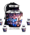 Butterfly Theme Large Urn With 4 Keepsake Urn