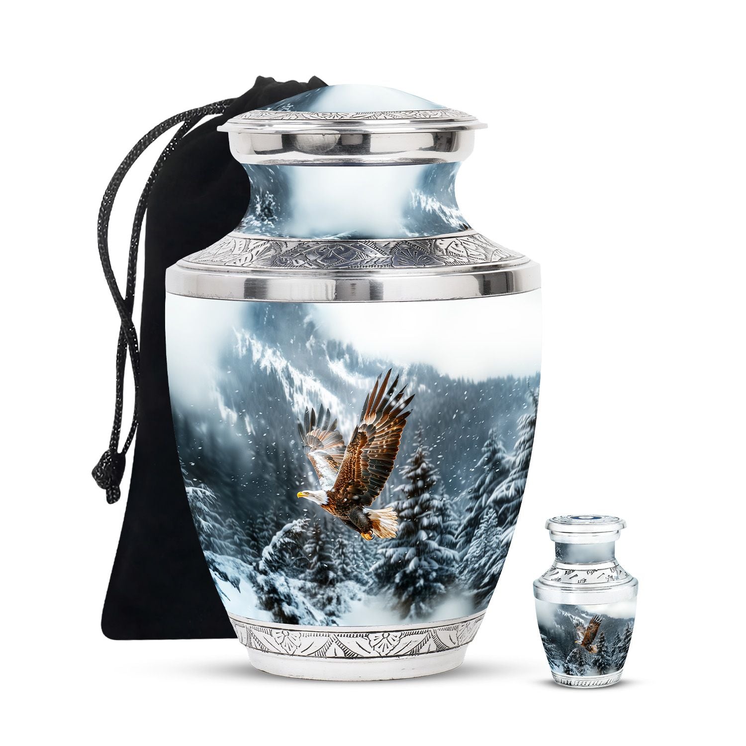 Eagle Theme Large Urn With 1 Keepsake Urn