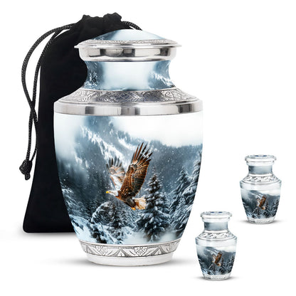 Eagle Theme Large Urn With 2 Keepsake Urn