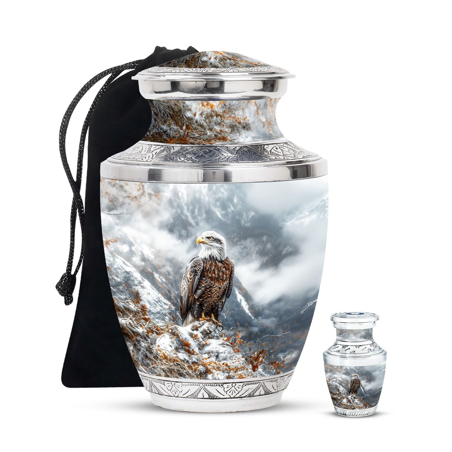 Eagle Theme Large Urn With 1 Keepsake Urn