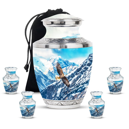 Eagle Theme Large Urn With 4 Keepsake Urn