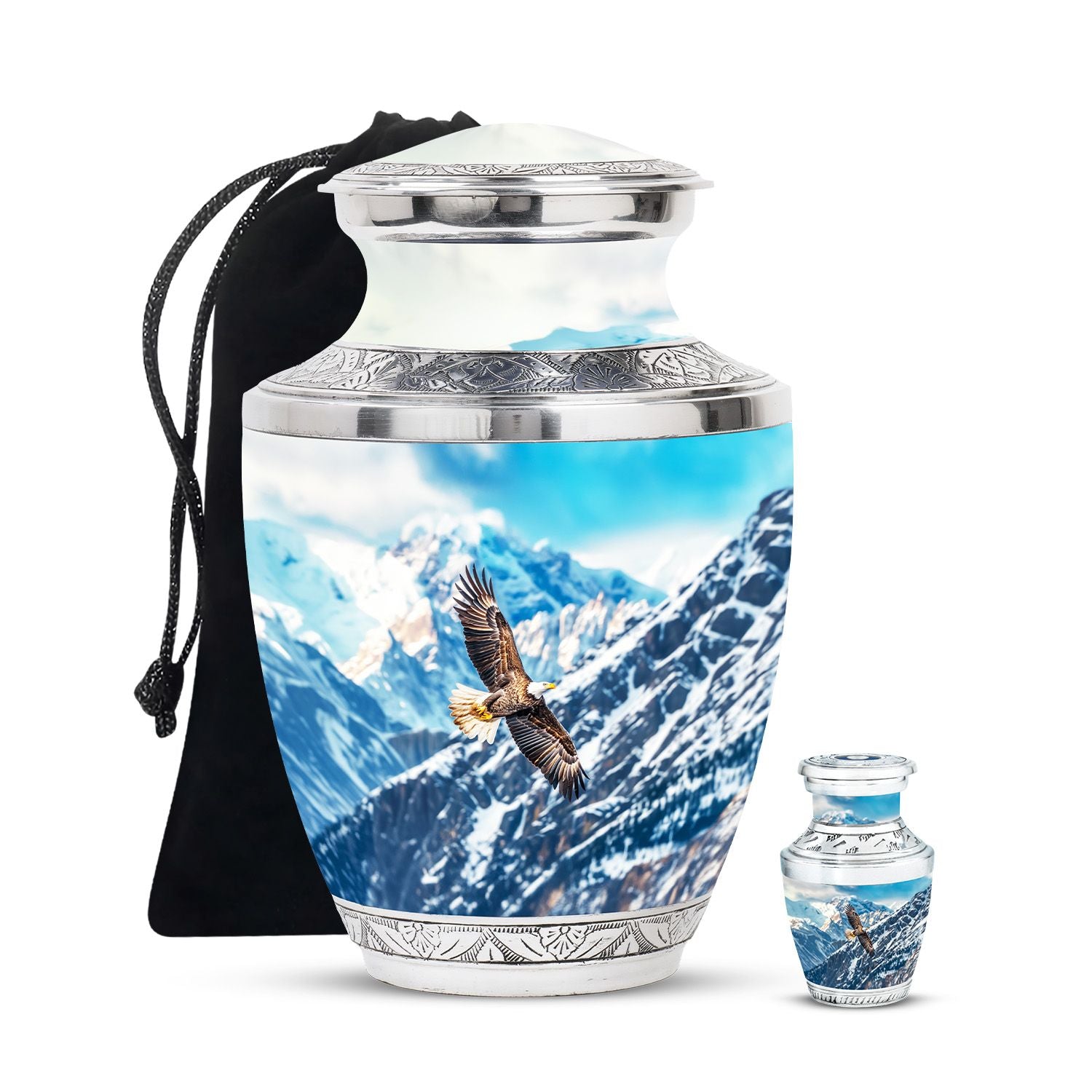 Eagle Theme Large Urn With 1 Keepsake Urn