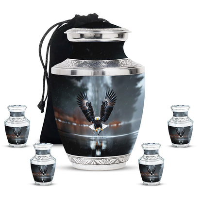 Eagle Theme Large Urn With 4 Keepsake Urn