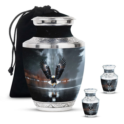 Eagle Theme Large Urn With 2 Keepsake Urn