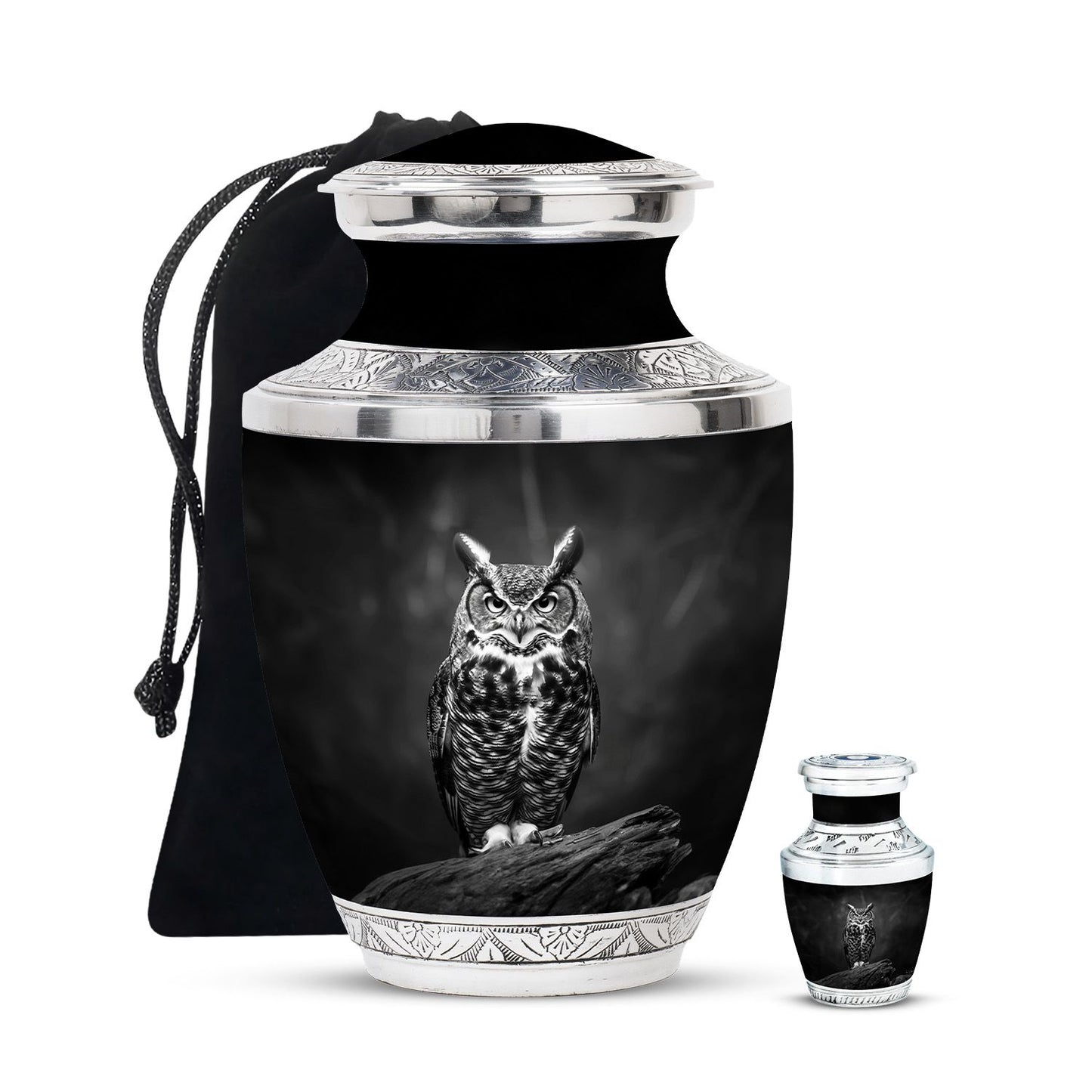 Owl Theme Large Urn With 1 Keepsake Urn