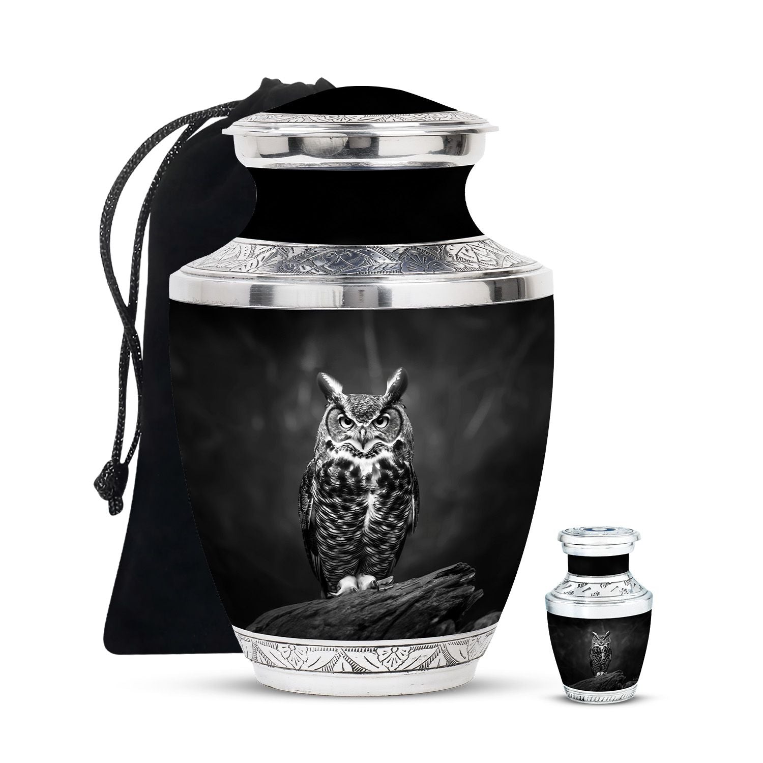 Owl Theme Large Urn With 1 Keepsake Urn