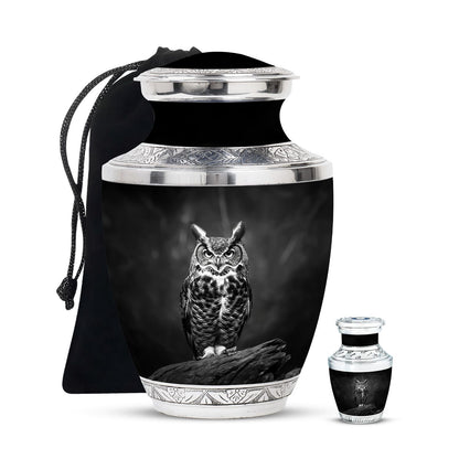 Owl Theme Large Urn With 1 Keepsake Urn