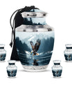 Eagle Theme Large Urn With 4 Keepsake Urn