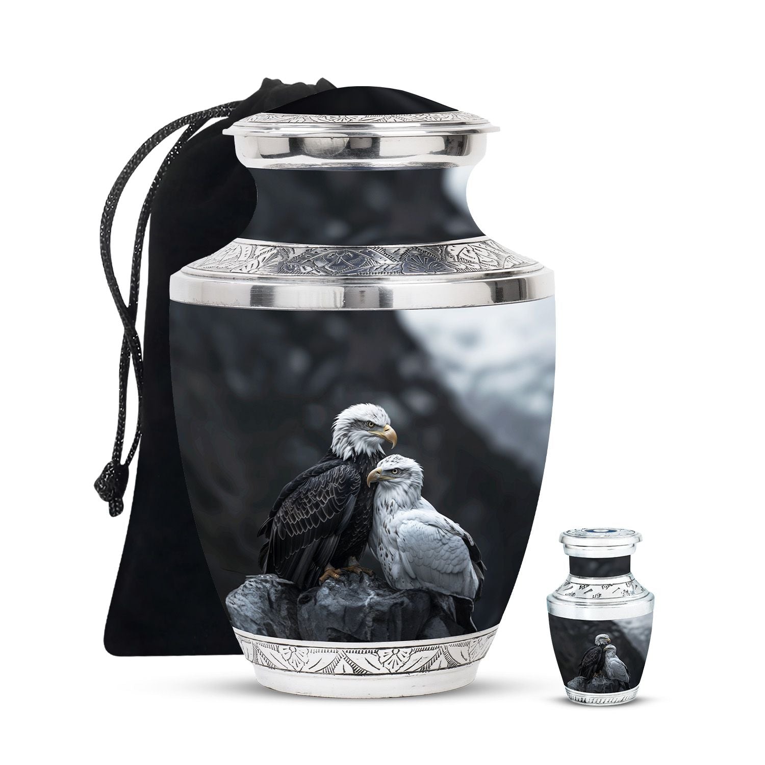 Eagle Theme Large Urn With 1 Keepsake Urn