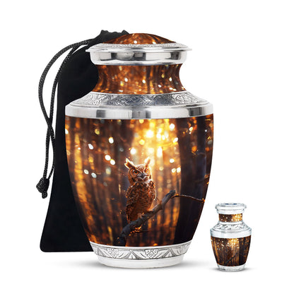 Owl Theme Large Urn With 1 Keepsake Urn