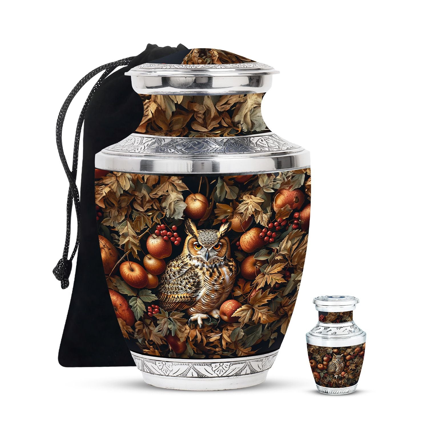 Owl Theme Large Urn With 1 Keepsake Urn