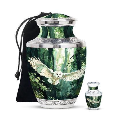 Owl Theme Large Urn With 1 Keepsake Urn