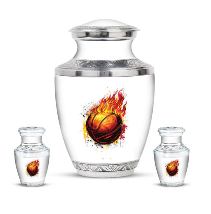Basketball Theme Large Urn With 2 Keepsake Urn