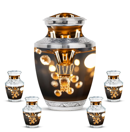 Basketball Theme Large Urn With 4 Keepsake Urn