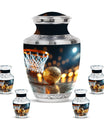 Basketball Theme Large Urn With 4 Keepsake Urn