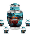 Basketball Theme Large Urn With 4 Keepsake Urn