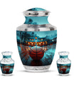 Basketball Theme Large Urn With 2 Keepsake Urn