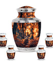 Deer Theme Large Urn With 4 Keepsake Urn