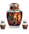 Deer Theme Large Urn With 2 Keepsake Urn