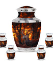 Deer Theme Large Urn With 4 Keepsake Urn