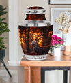 Deer Theme Large Urn With 1 Keepsake Urn