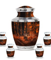 Deer Theme Large Urn With 4 Keepsake Urn