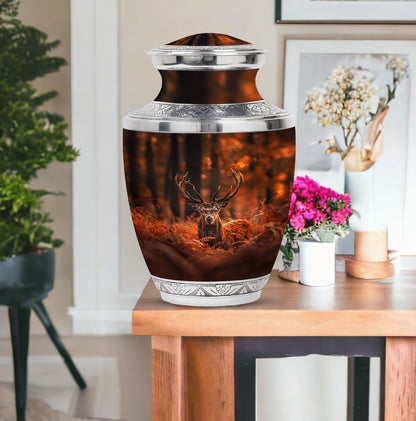 Deer Theme Large Urn With 1 Keepsake Urn
