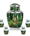 Deer Theme Large Urn With 4 Keepsake Urn