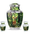 Deer Theme Large Urn With 2 Keepsake Urn