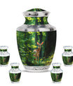 Deer Theme Large Urn With 4 Keepsake Urn