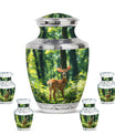 Deer Theme Large Urn With 4 Keepsake Urn
