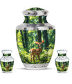Deer Theme Large Urn With 2 Keepsake Urn