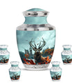 Deer Theme Large Urn With 4 Keepsake Urn