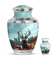 Deer Theme Large Urn With 1 Keepsake Urn