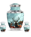 Deer Theme Large Urn With 2 Keepsake Urn
