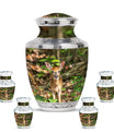 Deer Theme Large Urn With 4 Keepsake Urn