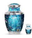 Fish Theme Large Urn With 1 Keepsake Urn
