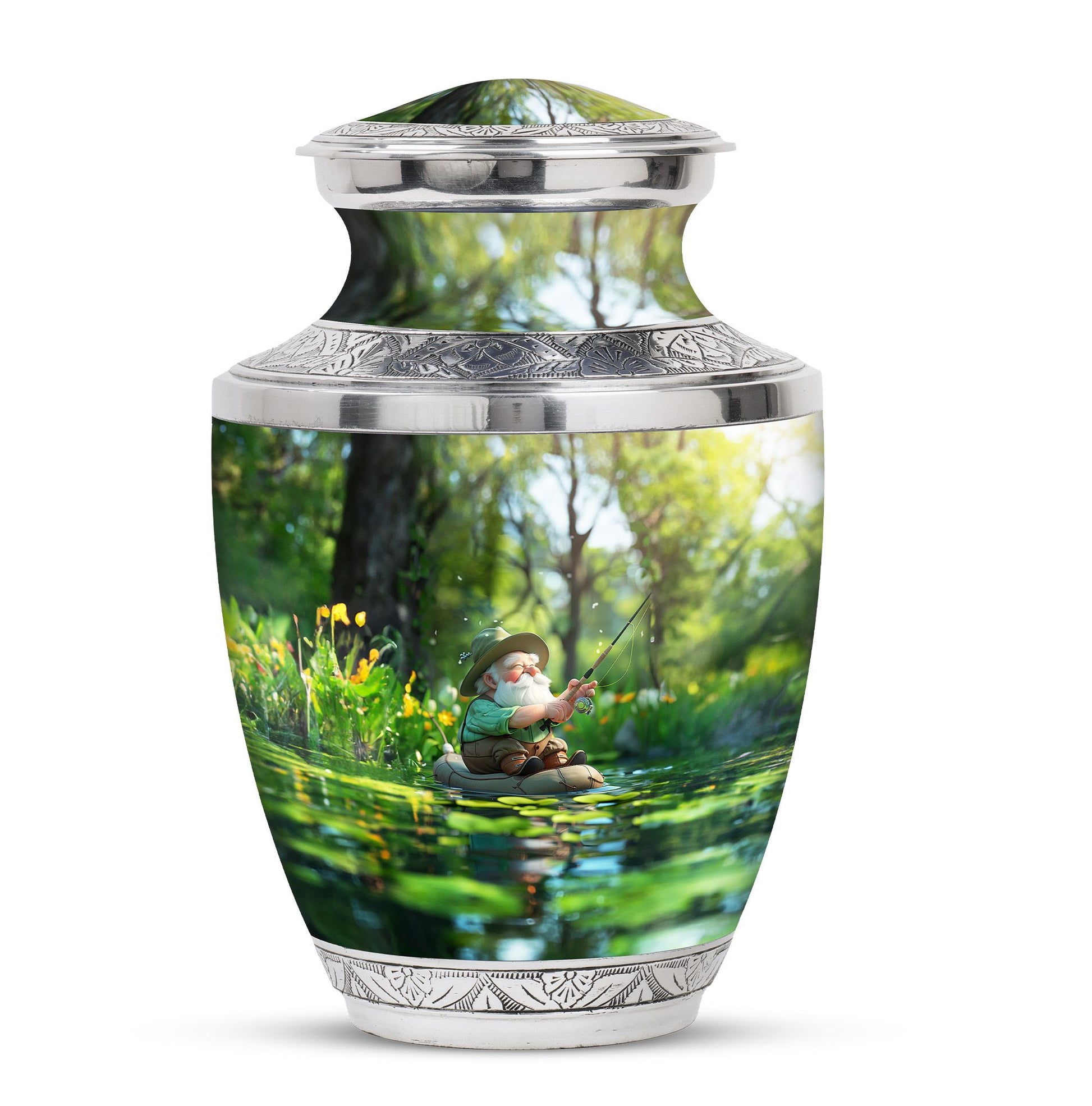 Fishing Theme Large Urn 10 Inch